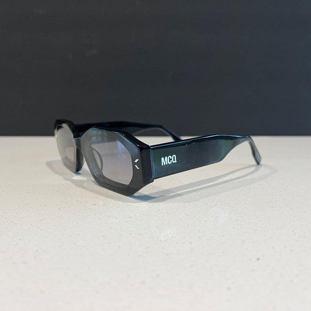 McQueen MQ0342S Rectangular Black Sunglasses With Bold Frame - Picture 3 of 12